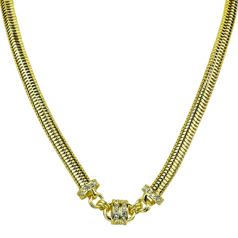 Crystal charm necklaces  Snake Chain 32" Magnetic Interchangeable Necklace (Goldtone)