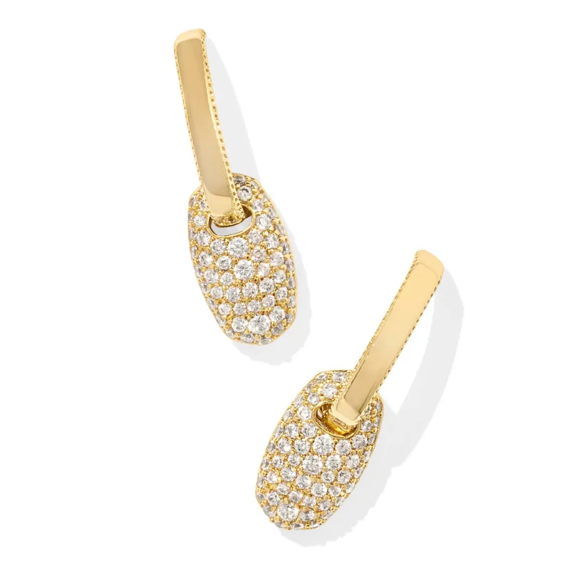 Non-tarnish earringsKendra Scott | Bailey Pave Gold Huggie Earrings in White Crystal