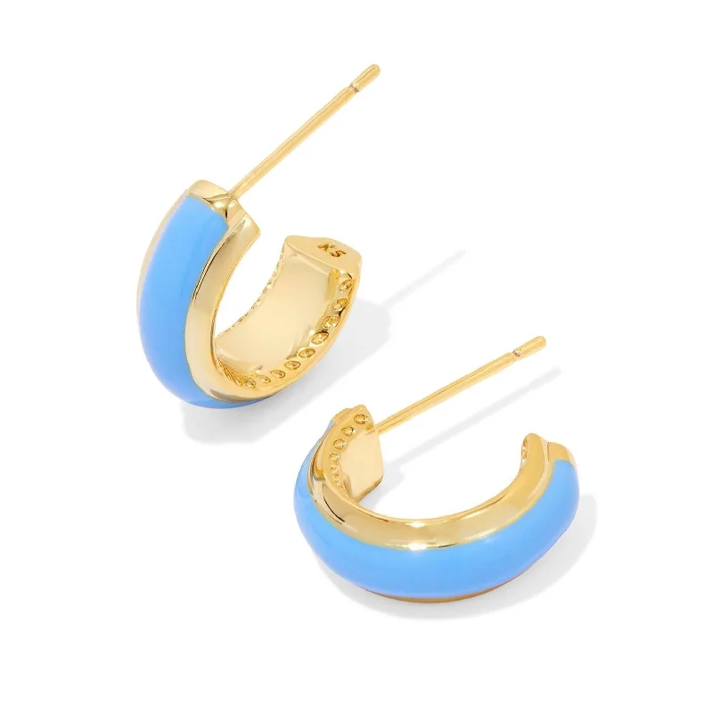 Budget-friendly earringsKendra Scott | Ainsley Gold Huggie Earrings in Light Blue Enamel