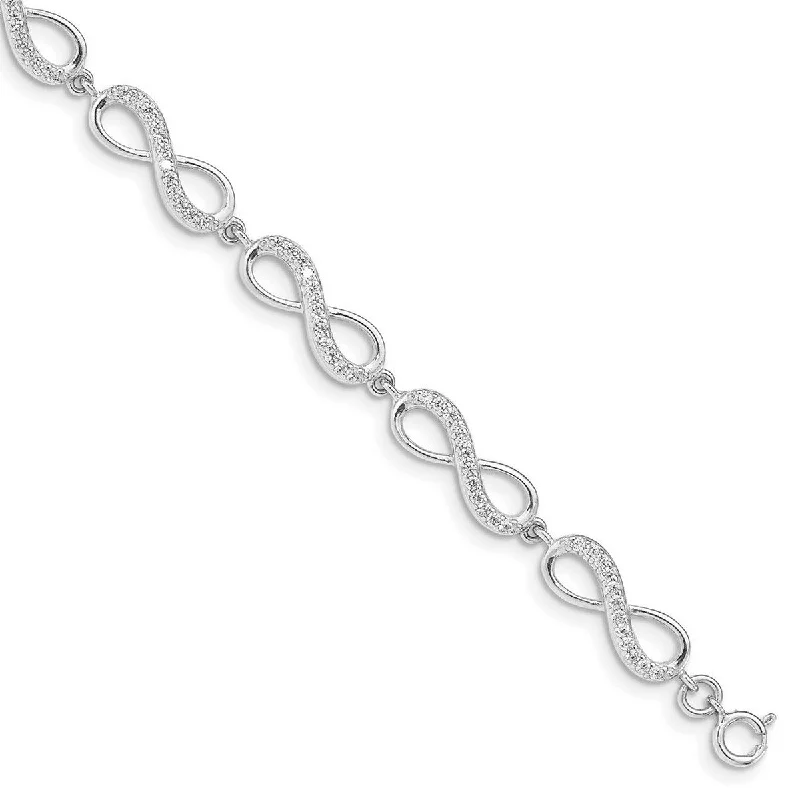 Hexagon bracelets  Curata 925 Sterling Silver Rhodium Plated CZ Cubic Zirconia Simulated Diamond Infinity Bracelet 7 Inch