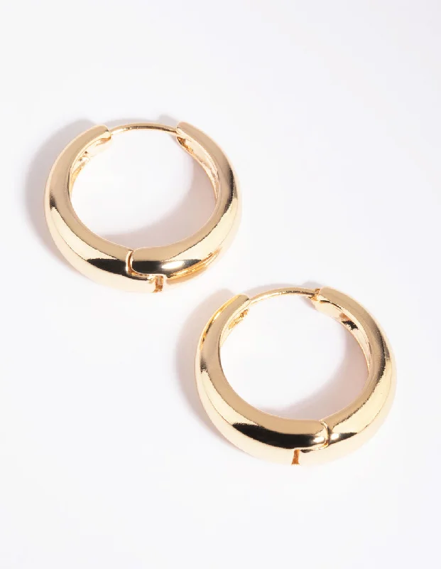 Push back earringsGold Huggie Hoop Earrings