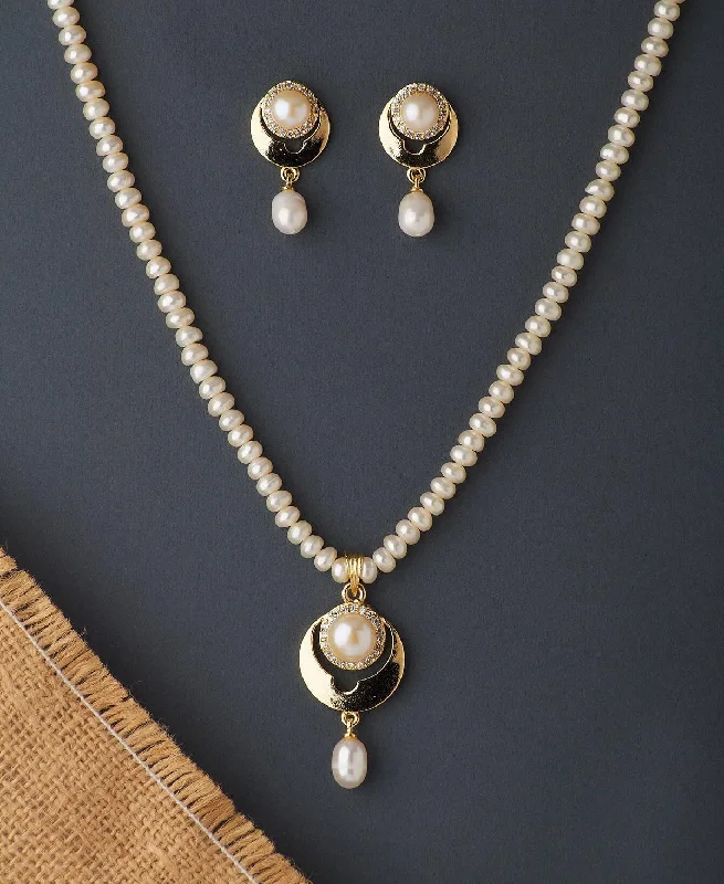 Threader necklaces for women  Elegant Real Pearl Necklace Set