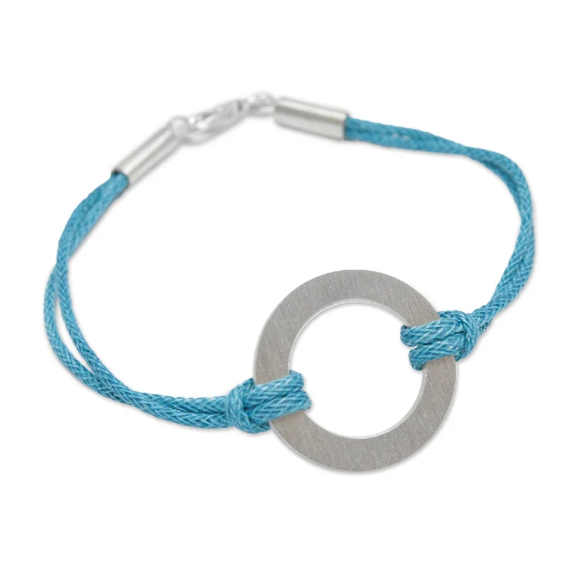 Winter snowflake bracelets  Sterling Silver Cotton 'Blue Charm' Cord Bracelet (Peru)