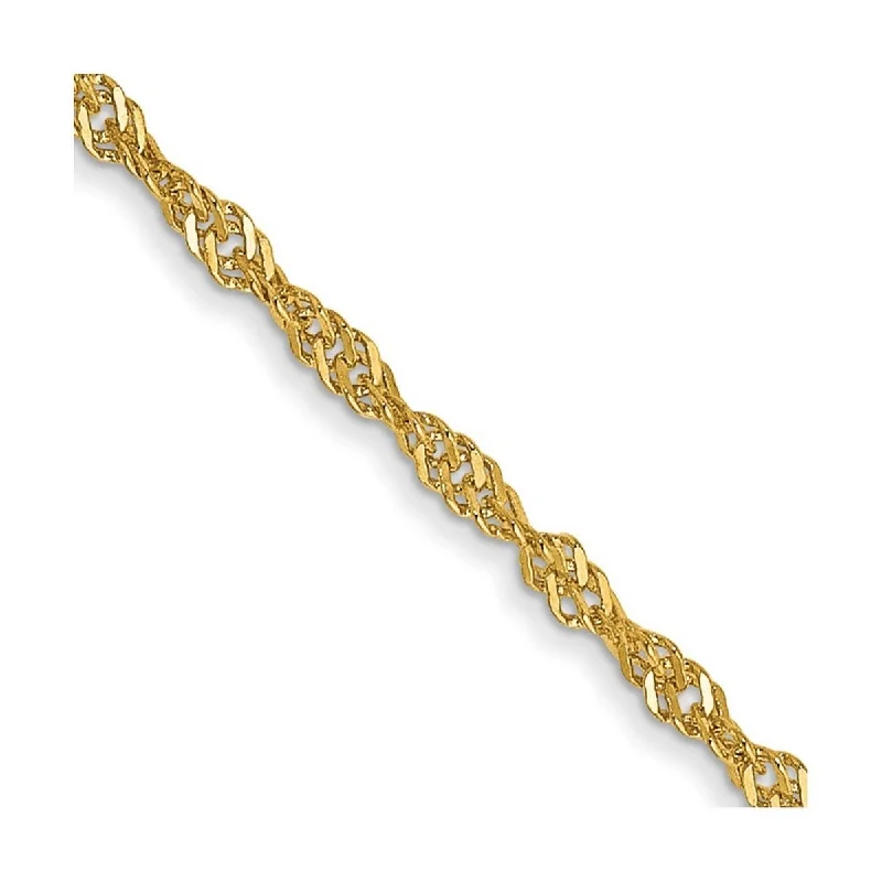 Asymmetrical bracelets  Curata 14k Yellow Gold Solid Polished 1.6mm Singapore Chain Bracelet - 7 Inch - Spring Ring -