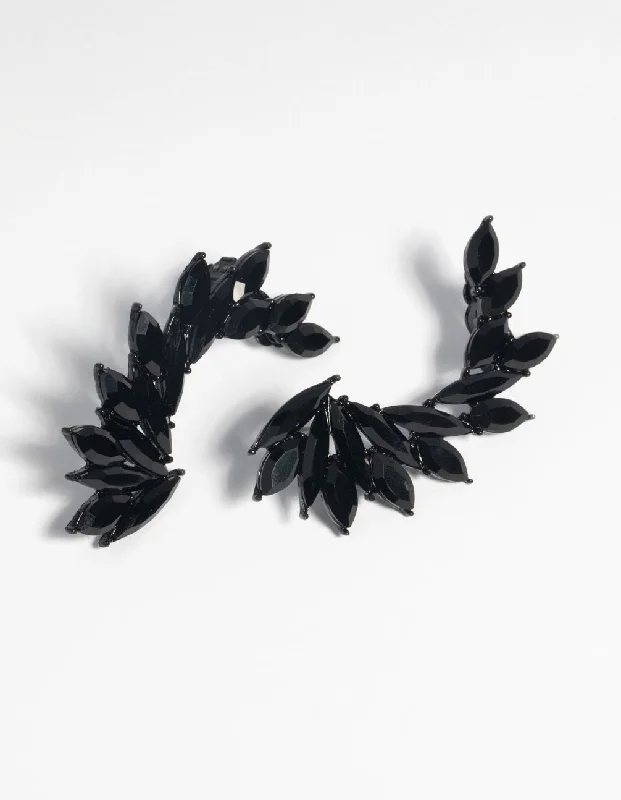 Shell earringsMatte Black Marquise Cuff Earrings