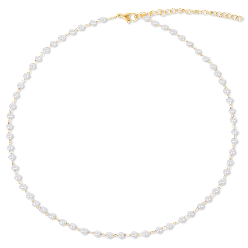 Minimal chain necklaces  Sheena Dainty Pearl Choker Necklace