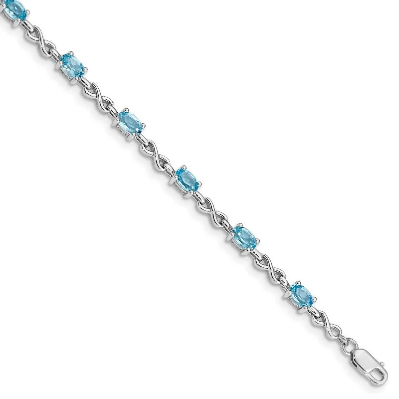 Big statement bracelets  Curata 925 Sterling Silver Polished Lobster Claw Closure Blue Topaz Bracelet