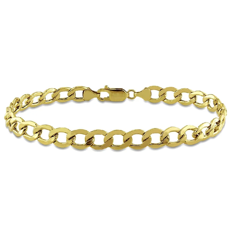 Classic cuff bracelets  Miadora Men's Curb Chain Bracelet in 10k Yellow Gold