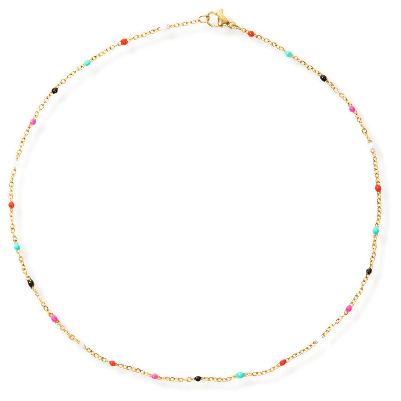 Push lock necklaces  Gwen Colorful Dainty Enamel Beaded Necklace