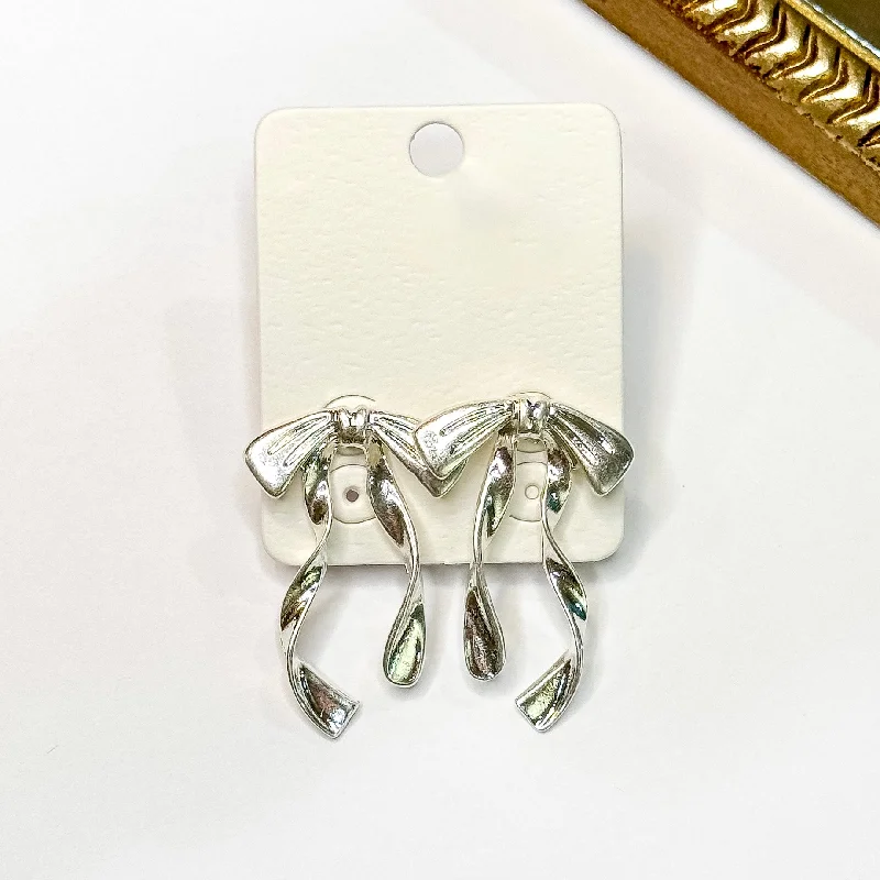 Budget-friendly earringsRibbons and Bows Silver Tone Earrings