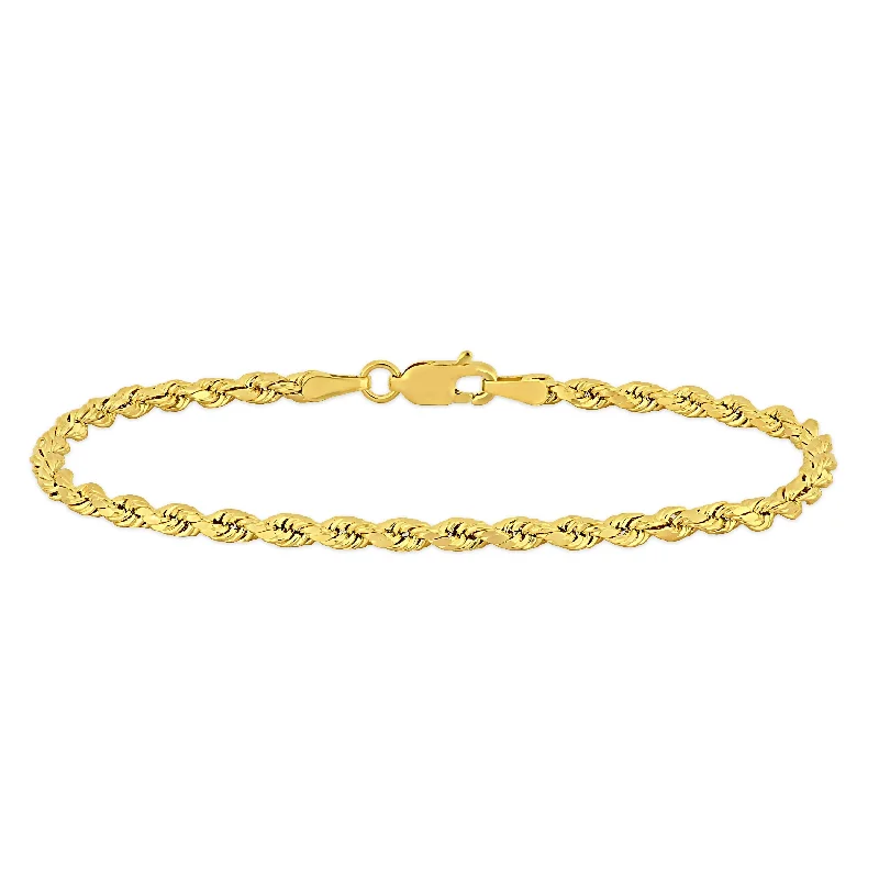 Cross bracelets  Miadora 14k Yellow Gold 7.25 Inch Rope Chain Bracelet