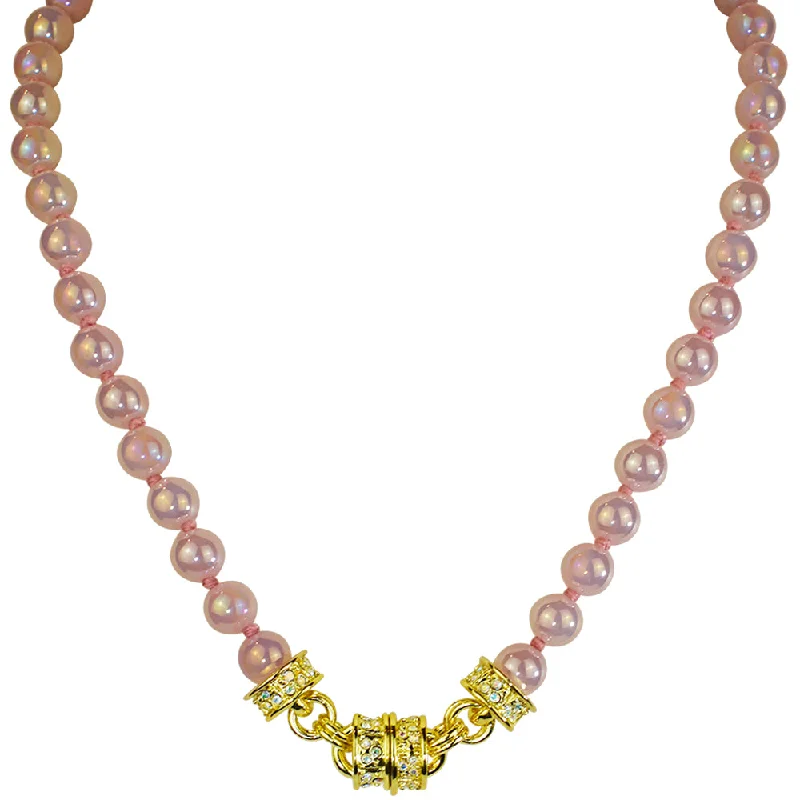 Spring floral necklaces  Moon Glow Beaded Magnetic Interchangeable Necklace (Goldtone/Pink)