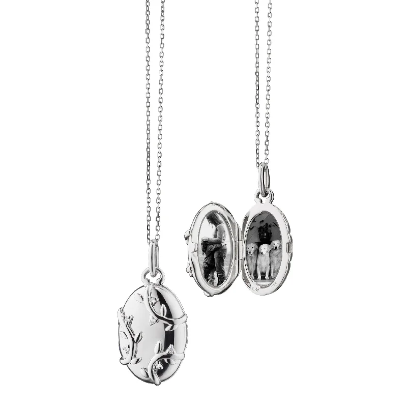 Geometric pendant necklaces  The Sterling Silver Vine Locket Necklace