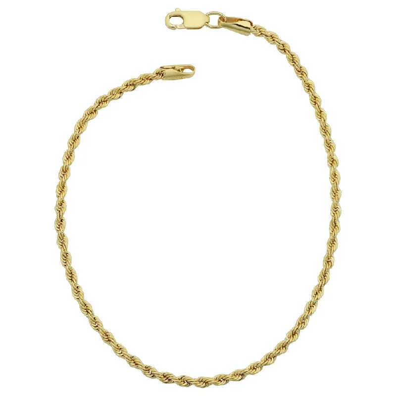 Three-layered bracelets for women  Fremada 14k Yellow Gold Filled Unisex 2.10-mm Rope Chain Bracelet (7.5 or 8.5 inches)