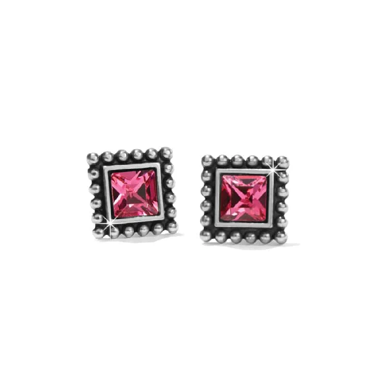 Moon and sun earringsBrighton | Sparkle Square Mini Post Earrings in Pink Crystal