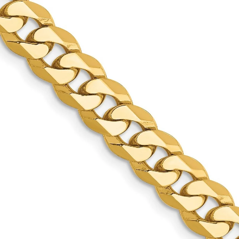 Moon and sun bracelets  Curata 14k Yellow Gold Solid Polished 6.1mm Beveled Curb Chain Bracelet Lobster Claw