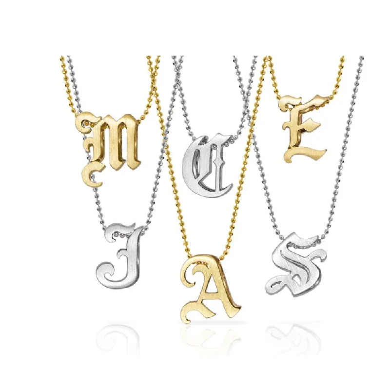 Black and gold necklaces  Alex Woo Origin Letter Necklace in Sterling Silver - Specify Letter