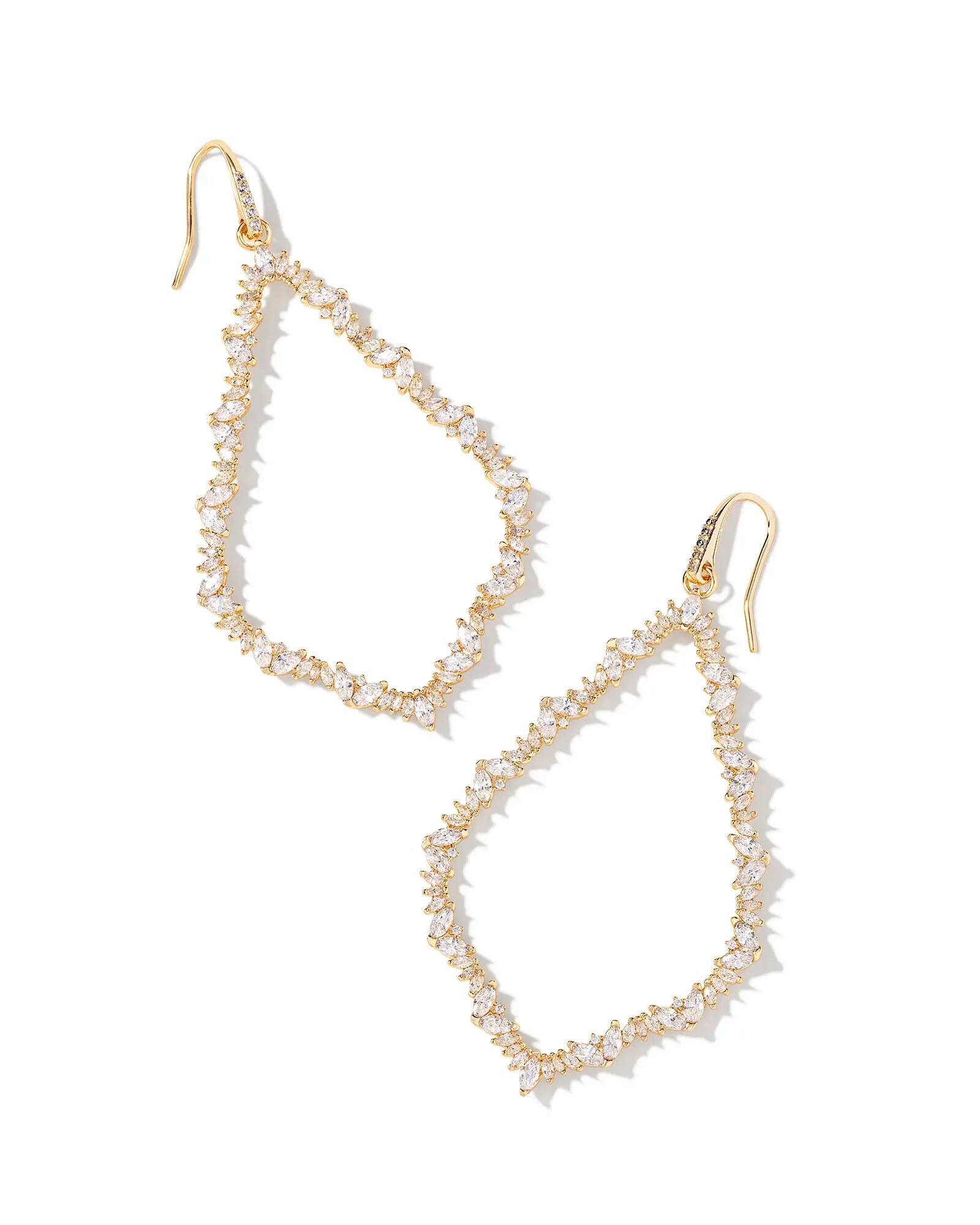 Ear climber earringsKendra Scott | Sophee Gold Crystal Open Frame Earrings in White Crystal