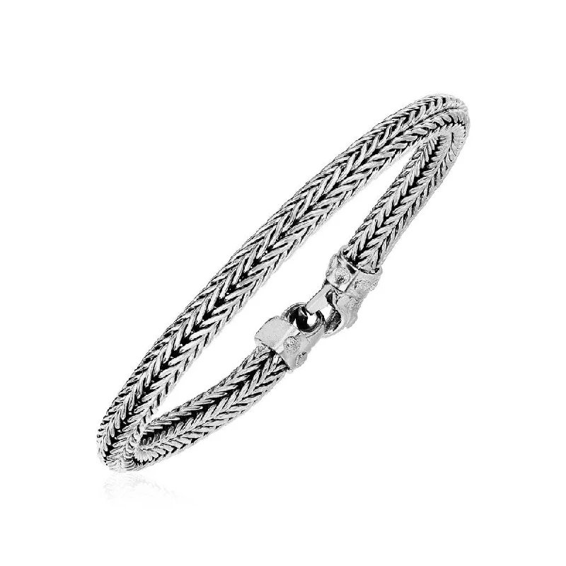 Waterproof bracelets  Wide Woven Rope Bracelet in Sterling Silver