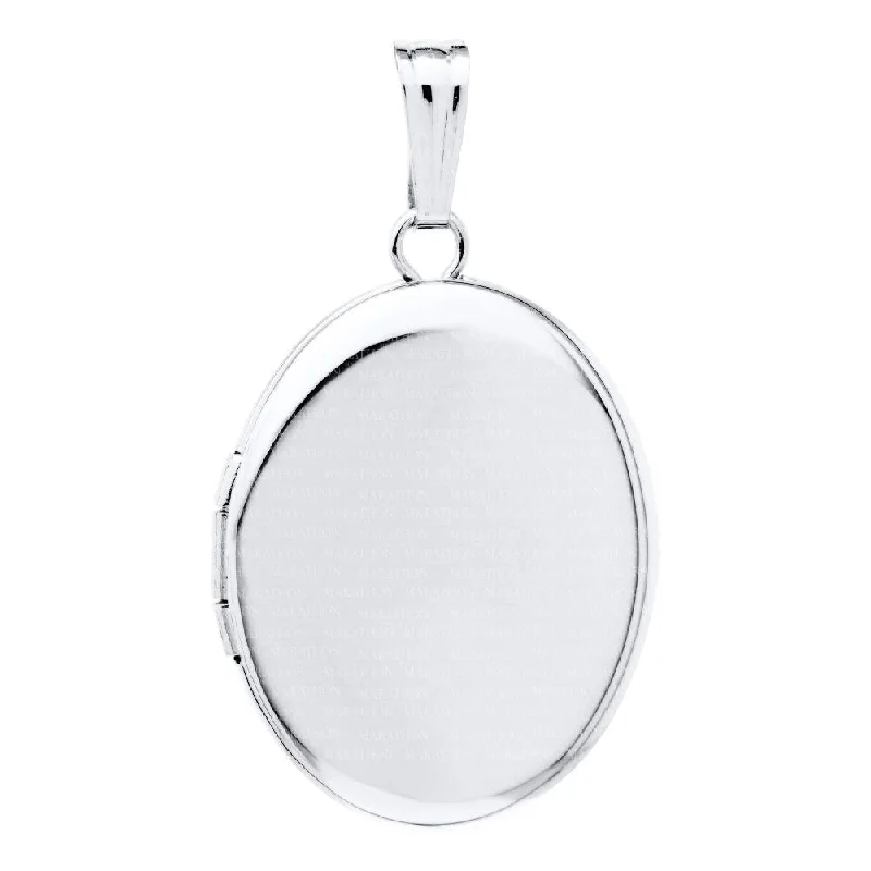 Silver and pearl necklaces  Sterling Silver Plain Oval Locket Necklace