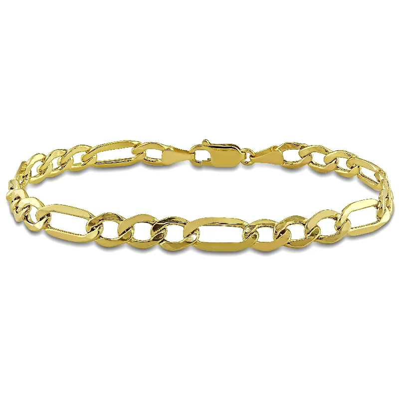 Butterfly charm bracelets  Miadora 10k Yellow Gold Men's Figaro Chain Link Bracelet - 9 in x 7 mm