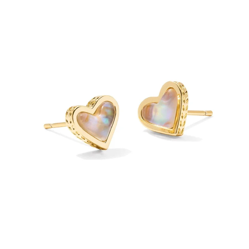 Blue sapphire earringsKendra Scott | Framed Ari Heart Gold Stud Earrings in Iridescent Abalone