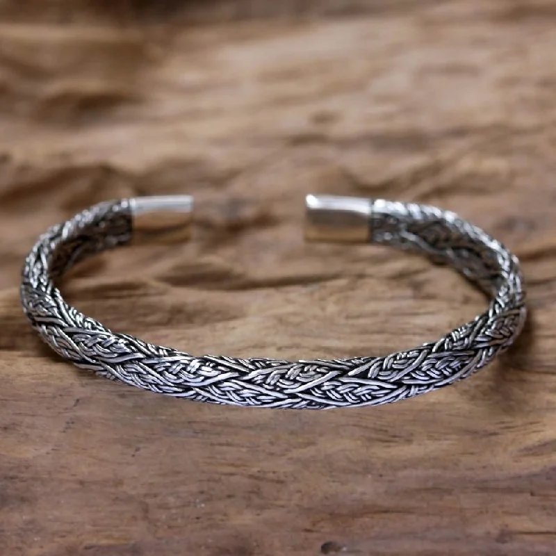 Anniversary gift bracelets  NOVICA Men's Sterling Silver Warrior Bracelet